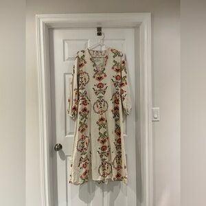 Zara Floral Print Cream Dress cotton/linen